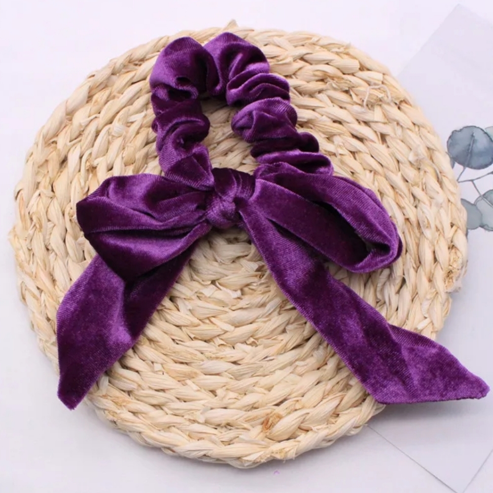 Allison Velvet Hair Bow - Purple - Picture 2 of 7